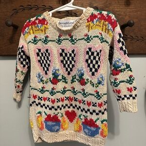 Kids Handknitted Vintage 1993 Multicolor Sweater